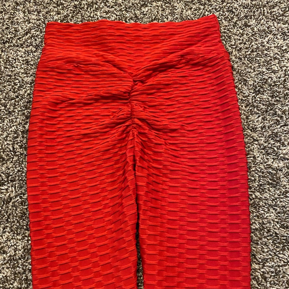 Bright red leggings